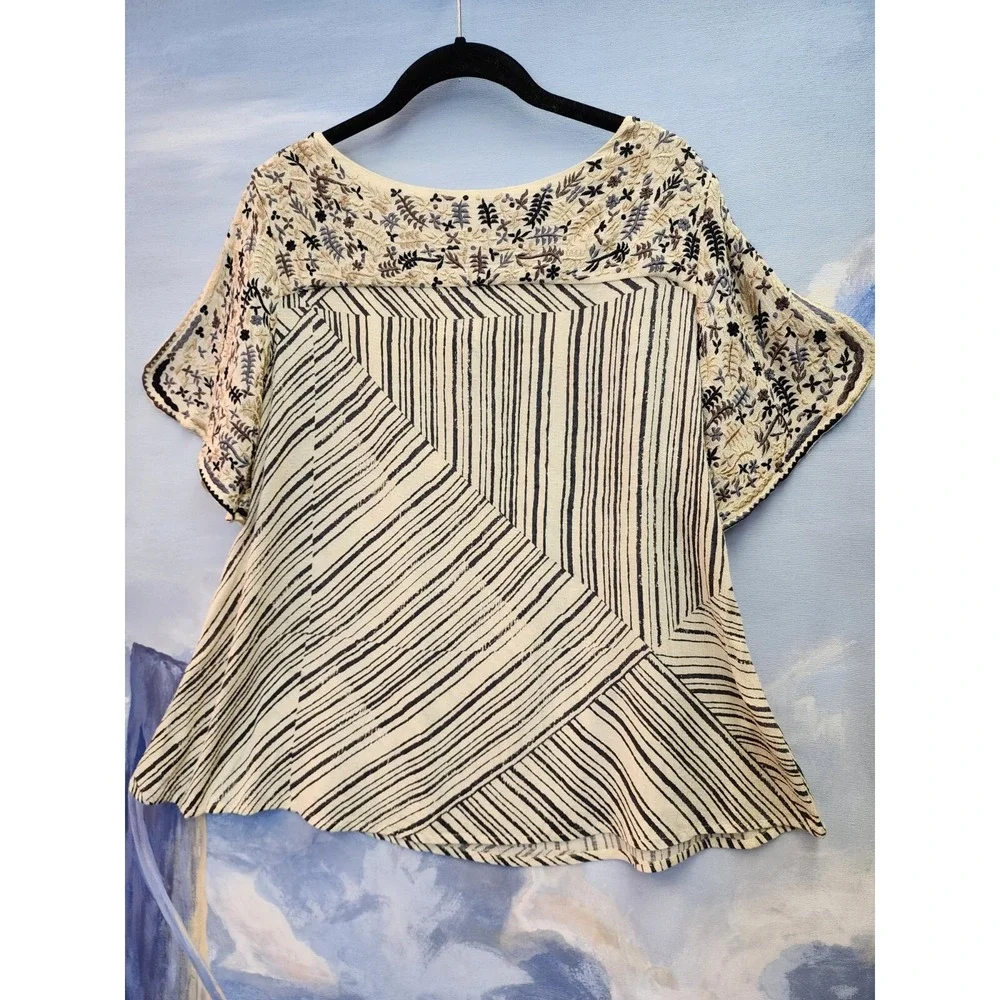 Benares M Embroidered Sleeve  Boho Blouse LNC!